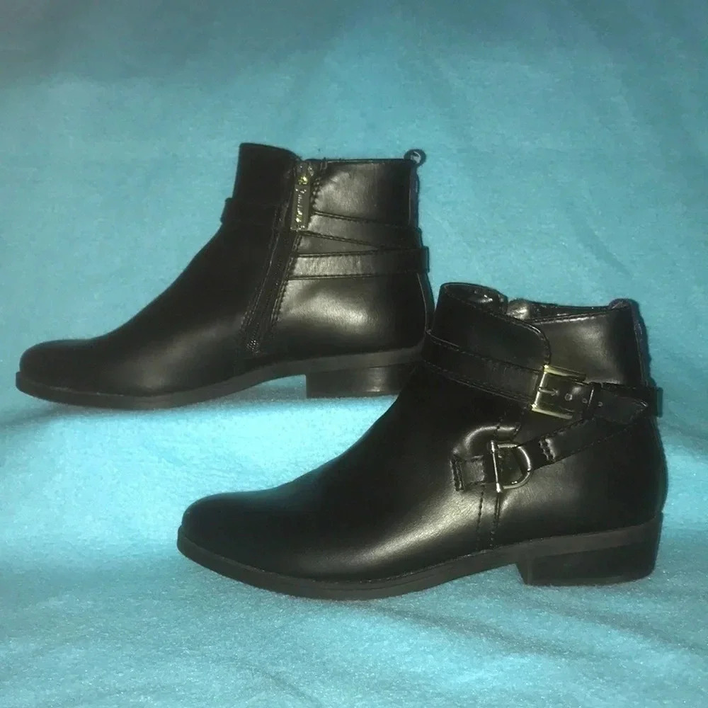 TOMMY HILFIGER Danni ankle boots horse-bit & buckle details black NEW size 8.5 M
